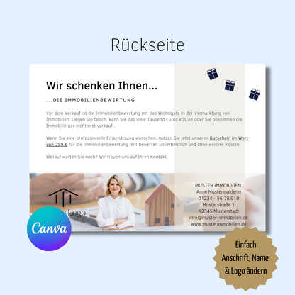 Postkarte Canva Template Immobilienmakler