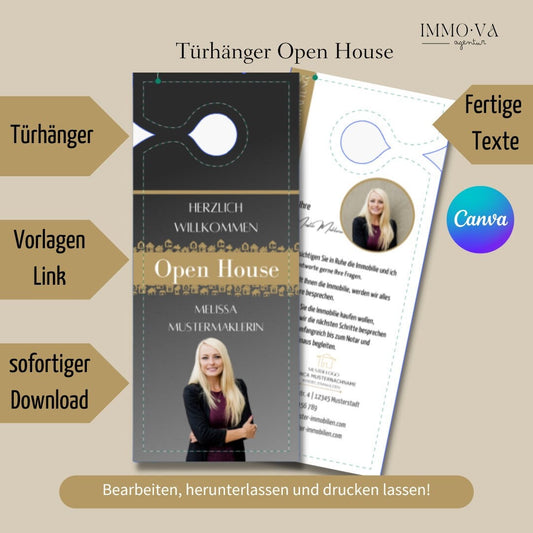 Open House Türhänger für Immobilienmakler - Türhänger Besichtigung✶✶Digitales Produkt/Vorlagen-Link✶